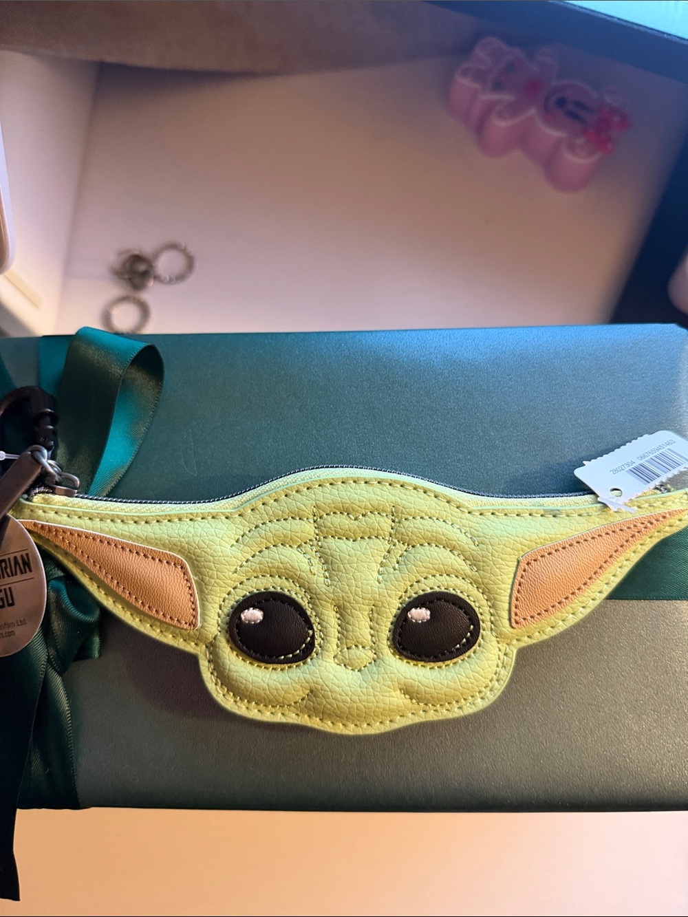 Bath & Body Works Grogu Face Wristlet Pouch - Light Green & Tan